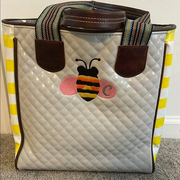 COPY - Gray and Yellow Quilted Tote Bag - Picture 2 of 4